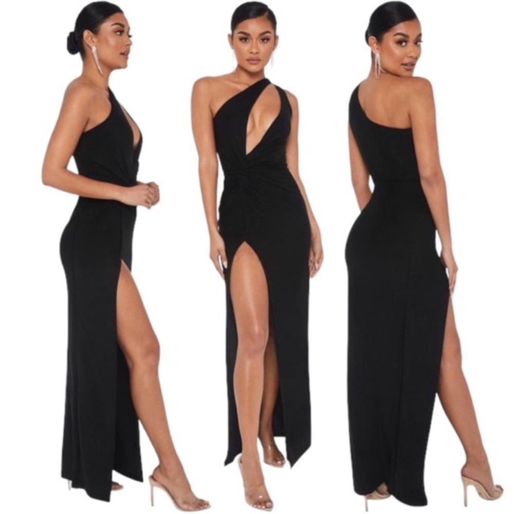 Meshki Black One-Shoulder Maxi Dress